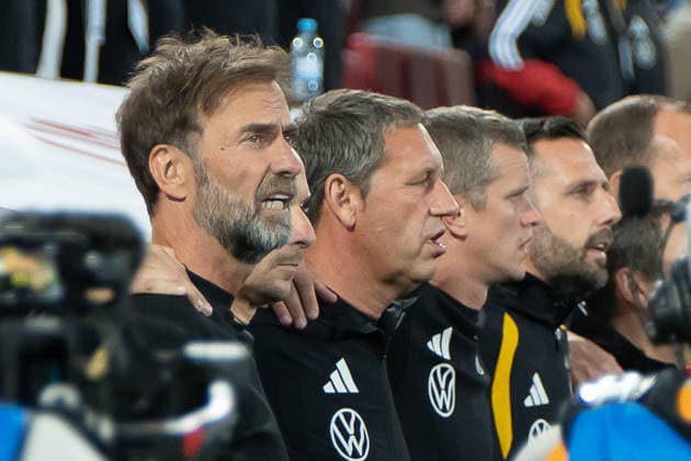 Jürgen Klopp, Germany, national team coach, national anthem, GER, Germany vs. Greece, soccer, men s, UEFA Nations League, 2026–2027 season, September 27, 2026, GER, Germany vs. Greece, soccer, men s, UEFA Nations League, 2026–2027 season, September 27, 2026, Augsburg Copyright: xEibner-Pressefoto EdwardxCheungx EP_ECG