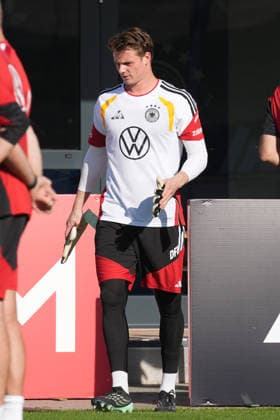 Goalie Jonas Urbig Germany Herzo Base September 29, 2026 German National Team Nations League Preparation, Home Ground, HerzoBase, World of Adidas, Herzogenaurach