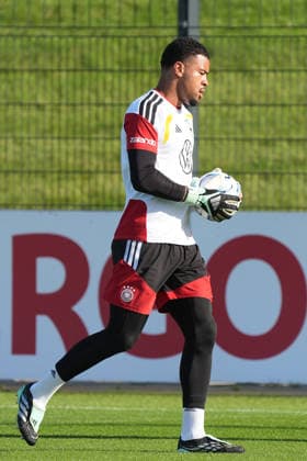 Goalkeeper Noah Atubolu Germany Herzo Base September 29, 2026 German National Team Nations League Preparation, Home Ground, HerzoBase, World of Adidas, Herzogenaurach