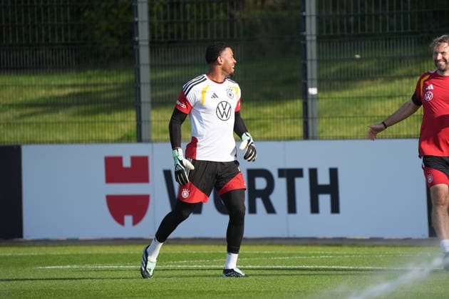 Goalkeeper Noah Atubolu Germany Herzo Base September 29, 2026 German National Team Nations League Preparation, Home Ground, HerzoBase, World of Adidas, Herzogenaurach
