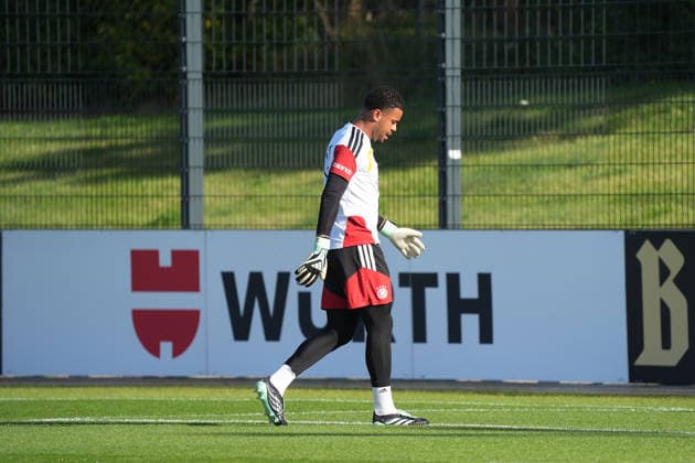 Goalkeeper Noah Atubolu Germany Herzo Base September 29, 2026 German National Team Nations League Preparation, Home Ground, HerzoBase, World of Adidas, Herzogenaurach