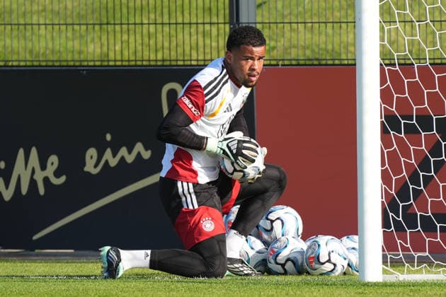 Goalkeeper Noah Atubolu Germany Herzo Base September 29, 2026 German National Team Nations League Preparation, Home Ground, HerzoBase, World of Adidas, Herzogenaurach
