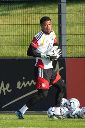 Goalkeeper Noah Atubolu Germany Herzo Base September 29, 2026 German National Team Nations League Preparation, Home Ground, HerzoBase, World of Adidas, Herzogenaurach