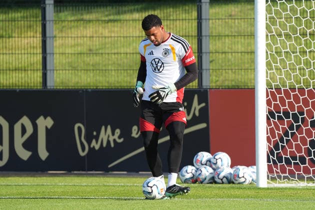 Goalkeeper Noah Atubolu Germany Herzo Base September 29, 2026 German National Team Nations League Preparation, Home Ground, HerzoBase, World of Adidas, Herzogenaurach
