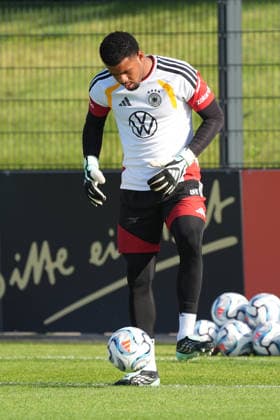 Goalkeeper Noah Atubolu Germany Herzo Base September 29, 2026 German National Team Nations League Preparation, Home Ground, HerzoBase, World of Adidas, Herzogenaurach