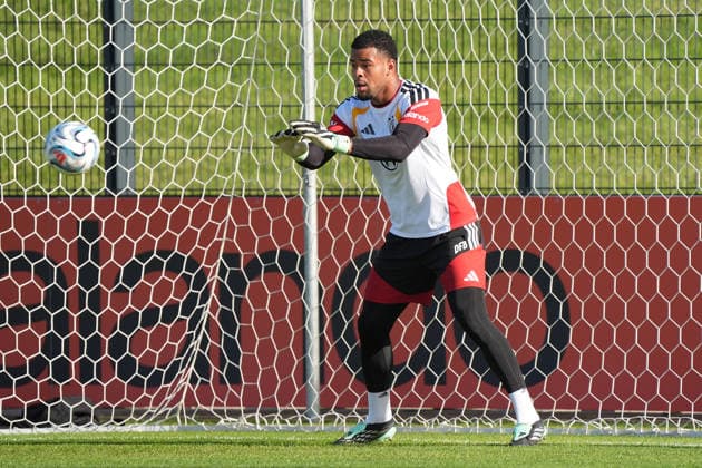 Goalkeeper Noah Atubolu Germany Herzo Base September 29, 2026 German National Team Nations League Preparation, Home Ground, HerzoBase, World of Adidas, Herzogenaurach