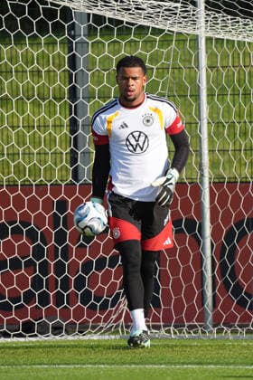 Goalkeeper Noah Atubolu Germany Herzo Base September 29, 2026 German National Team Nations League Preparation, Home Ground, HerzoBase, World of Adidas, Herzogenaurach