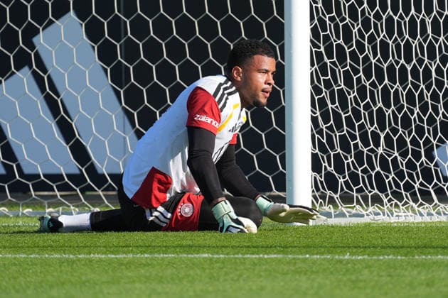 Goalkeeper Noah Atubolu Germany Herzo Base September 29, 2026 German National Team Nations League Preparation, Home Ground, HerzoBase, World of Adidas, Herzogenaurach