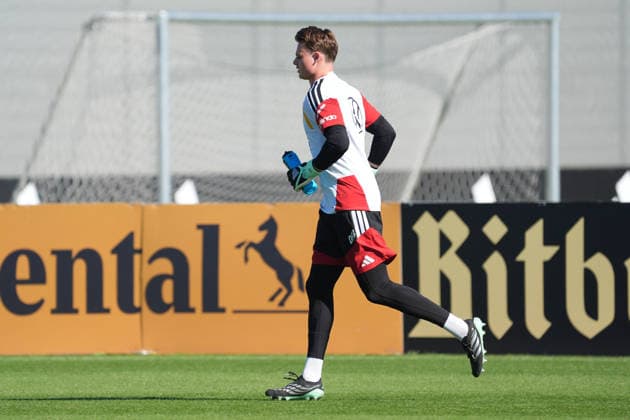 Goalie Jonas Urbig Germany Herzo Base September 30, 2026 German National Team Nations League Preparation, Home Ground, HerzoBase, World of Adidas, Herzogenaurach