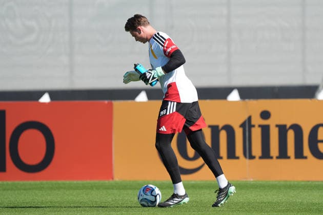 Goalie Jonas Urbig Germany Herzo Base September 30, 2026 German National Team Nations League Preparation, Home Ground, HerzoBase, World of Adidas, Herzogenaurach