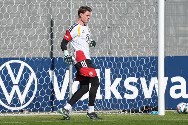Goalie Jonas Urbig Germany Herzo Base September 30, 2026 German National Team Nations League Preparation, Home Ground, HerzoBase, World of Adidas, Herzogenaurach