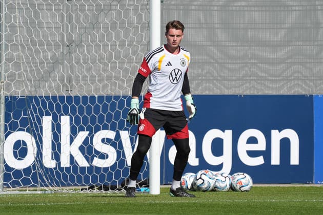Goalie Jonas Urbig Germany Herzo Base September 30, 2026 German National Team Nations League Preparation, Home Ground, HerzoBase, World of Adidas, Herzogenaurach