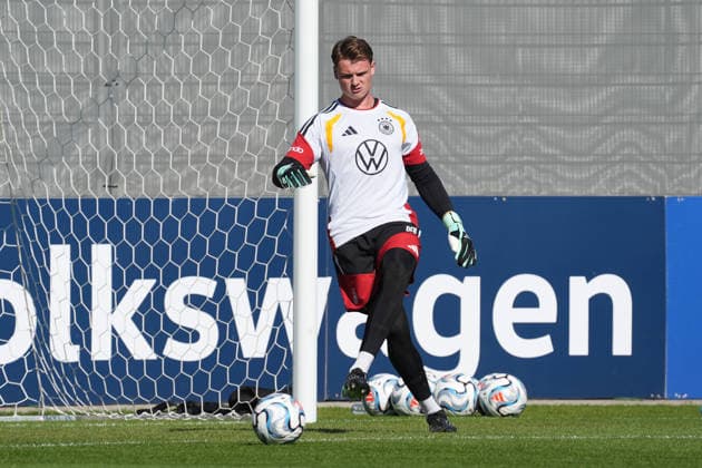Goalie Jonas Urbig Germany Herzo Base September 30, 2026 German National Team Nations League Preparation, Home Ground, HerzoBase, World of Adidas, Herzogenaurach