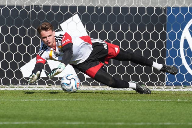 Goalie Jonas Urbig Germany Herzo Base September 30, 2026 German National Team Nations League Preparation, Home Ground, HerzoBase, World of Adidas, Herzogenaurach