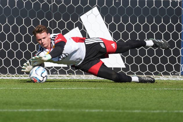 Goalie Jonas Urbig Germany Herzo Base September 30, 2026 German National Team Nations League Preparation, Home Ground, HerzoBase, World of Adidas, Herzogenaurach
