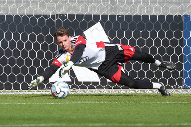 Goalie Jonas Urbig Germany Herzo Base September 30, 2026 German National Team Nations League Preparation, Home Ground, HerzoBase, World of Adidas, Herzogenaurach