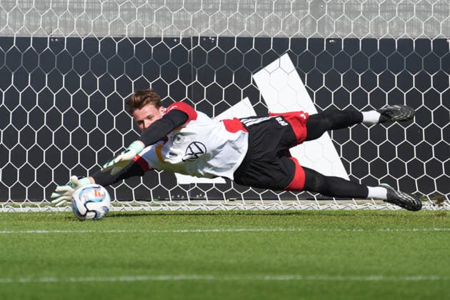 Goalie Jonas Urbig Germany Herzo Base September 30, 2026 German National Team Nations League Preparation, Home Ground, HerzoBase, World of Adidas, Herzogenaurach
