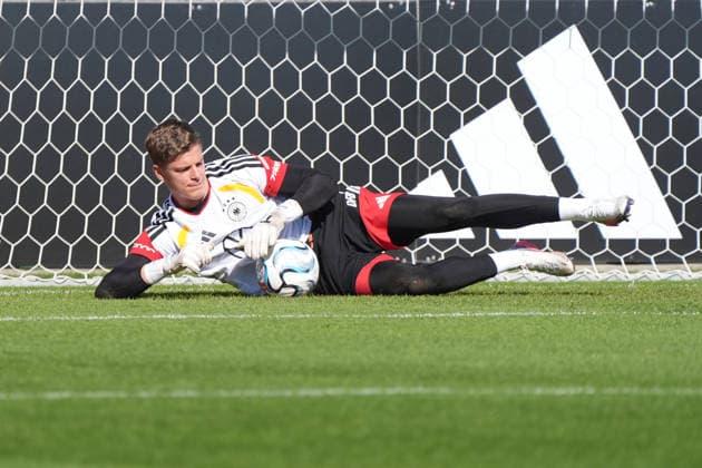 Goalie Finn Dahmen, Germany, Herzo Base, September 30, 2026, German National Team, Nations League Preparation, Home Ground, HerzoBase, World of Adidas, Herzogenaurach