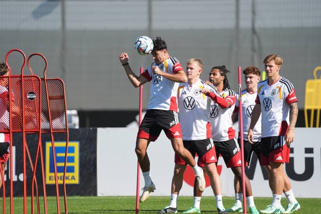 Header Aleksandar Pavlovic Germany Herzo Base September 30, 2026 German National Team Nations League Preparation, Home Ground, HerzoBase, World of Adidas, Herzogenaurach