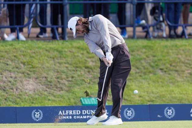 RECORD DATE NOT STATED 30th September 2026; The Old Course, St Andrews Links, St Andrews, Scotland; DP World Tour Golf, Alfred Dunhill Links Championship, Practice Day; Tommy Fleetwood of England plays a shot from the tee on the first hole DavidxYoung