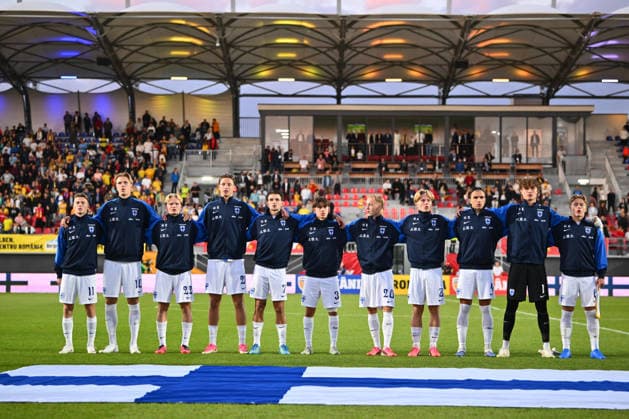 Romania v Finland, U21, U 21 Finland players react during the European Under-21 Championship 2027, Qualifying round game between Romania and Finland at Eugen Popescu stadium in Targoviste, Romania, 30 September 2026. ALEX NICODIM Imago Images Copyright: xAlexxNicodimx