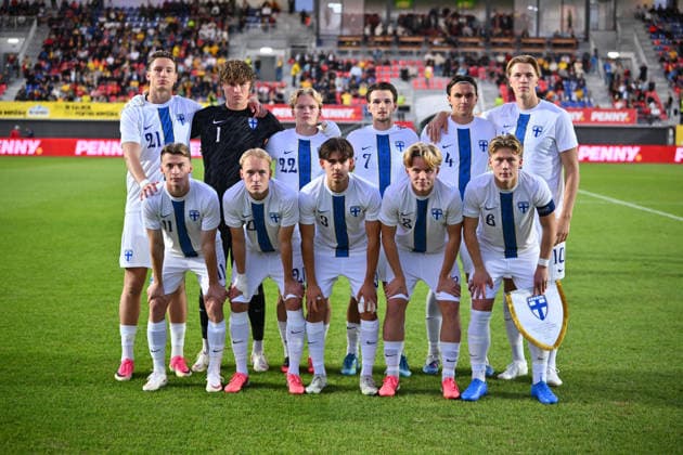 Romania v Finland, U21, U 21 Finland playrers react during the European Under-21 Championship 2027, Qualifying round game between Romania and Finland at Eugen Popescu stadium in Targoviste, Romania, 30 September 2026. ALEX NICODIM Imago Images Copyright: xAlexxNicodimx