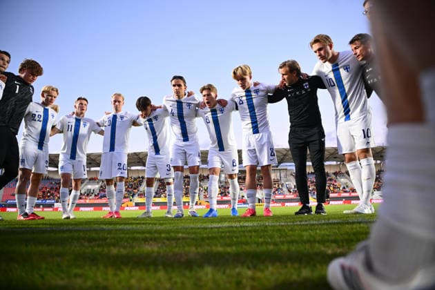 Romania v Finland, U21, U 21 Finland playrers react during the European Under-21 Championship 2027, Qualifying round game between Romania and Finland at Eugen Popescu stadium in Targoviste, Romania, 30 September 2026. ALEX NICODIM Imago Images Copyright: xAlexxNicodimx