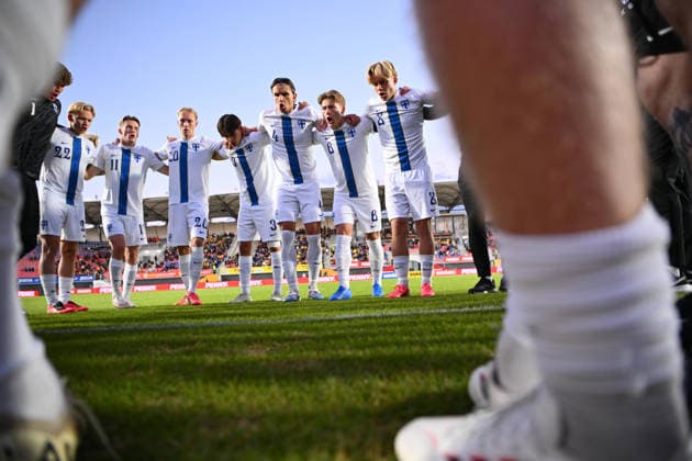 Romania v Finland, U21, U 21 Finland playrers react during the European Under-21 Championship 2027, Qualifying round game between Romania and Finland at Eugen Popescu stadium in Targoviste, Romania, 30 September 2026. ALEX NICODIM Imago Images Copyright: xAlexxNicodimx