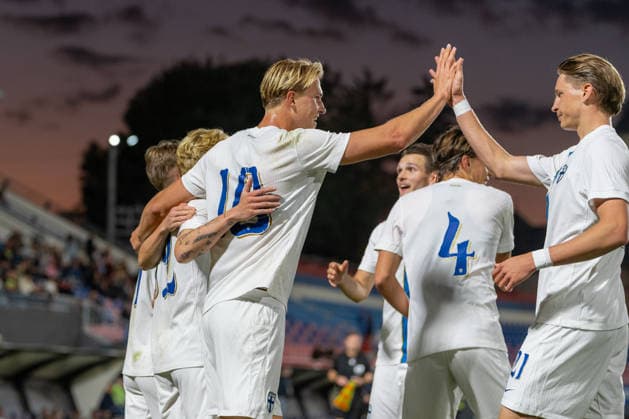 Romania v Finland, U21, U 21 Luka Hyrylainen celebrates after scoring his side first goal during the European Under-21 Championship 2027, Qualifying round game between Romania and Finland at Eugen Popescu stadium in Targoviste, Romania, 30 September 2026. ALEX NICODIM Imago Images Copyright: xAlexxNicodimx