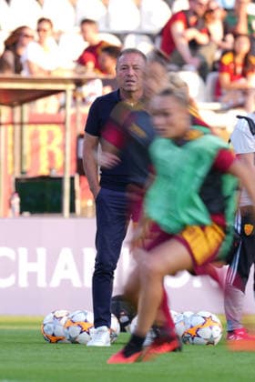 Roma™s head coach Gianpiero Piovani during the Uefa Women™s Champions League soccer match between Roma and Barcellona at the Rome s Tre Fontane stadium, Italy - Wednesday September 30, 2026 - Soccer ( Photo by Alfredo Falcone LaPresse )  Copyright: xAlfredoxFalcone LaPressex