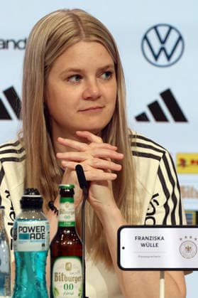 September 30, 2026, xrekx, Soccer: UEFA Nations League, Germany—Press conference with Jürgen Klopp and Jonas Urbig; from left: Franziska Wülle Wuelle, press spokesperson for Germany, Munich