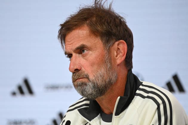 German National Team Coach Juergen KLOPP GER, single frame, cropped image, portrait, press conference on September 30, 2026, UEFA Nations League group stage, Group B, Matchday 3: Germany (GER) vs. Serbia (SRB) on October 1, 2026, ALLIANZ ARENA