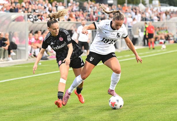 September 30, 2026, xhbx, Soccer: UEFA Women s Europa Cup Qualifiers, Eintracht Frankfurt vs. Fimleikafelag Hafnarfjördur, featuring Ereleta Memeti (Eintracht Frankfurt Women) and Deja Sandoval (Fimleikafelag Hafnarfjördur) vs. Frankfurt