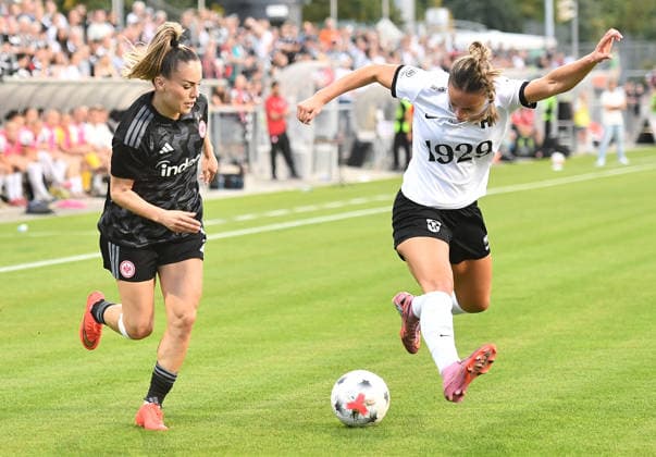 September 30, 2026, xhbx, Soccer: UEFA Women s Europa Cup Qualifiers, Eintracht Frankfurt vs. Fimleikafelag Hafnarfjördur, featuring Ereleta Memeti (Eintracht Frankfurt Women) and Deja Sandoval (Fimleikafelag Hafnarfjördur) vs. Frankfurt