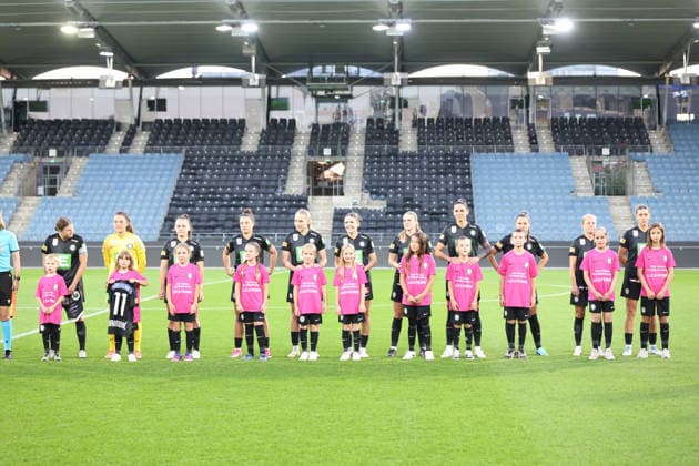 SOCCER - WEC, Sturm vs Wolfsburg GRAZ,AUSTRIA,30.SEP.26 - SOCCER - UEFA Women s Europa Cup, qualification, SK Sturm Graz vs VfL Wolfsburg. Image shows team of Sturm.  GEPAxpictures xChrisxBauer