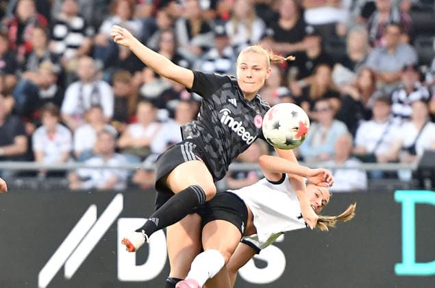 September 30, 2026, xhbx, Soccer: UEFA Women s Europa Cup Qualifiers, Eintracht Frankfurt vs. Fimleikafelag Hafnarfjördur, Marthine Oestenstad (Eintracht Frankfurt Women), Ingibjörg Magnusdottir (Fimleikafelag Hafnarfjördur), Frankfurt