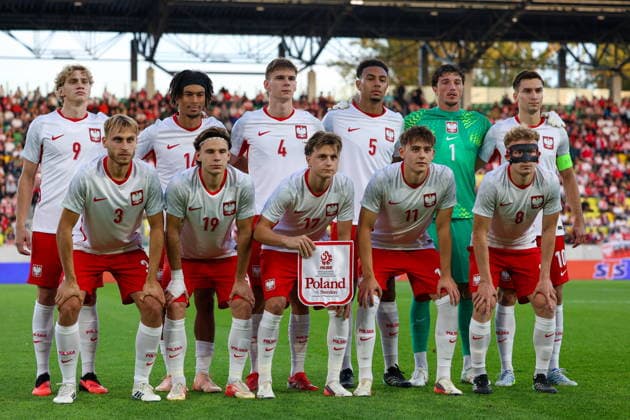Katowice 30.09.2026. Football European Qualifiers match between Poland U21, U 21 and Sweden U21 in Katowice, Poland --- Mecz eliminacji do Mistrzostw Europy pomiedzy Polska U21 a Szwecja U21 w Katowicach, Polska Persons Shown : Polska U21 Fot. Michal Gaciarz Arena Akcji NEWSPIX.PL --- newspix.pl
