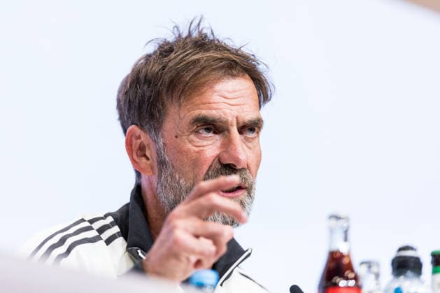 MUNICH, GERMANY - SEPTEMBER 30: Juergen Klopp (Head Coach Germany) gestures during the pressconference before the UEFA Nations League match between Germany vs. Serbia at Allianz Arena on matchday 3 of the UEFA Nations League on September 30, 2026 in Munich, Germany. Bavaria Germany Copyright: xSteffiexWunderlx