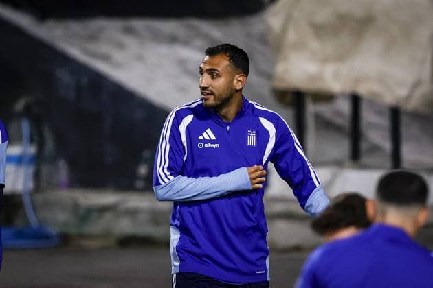 THESSALONIKI , 30-09-2026 , Toumba Stadium , season 2026 2027 , UEFA Nations League football , Picture shows Greece player Vangelis Pavlidis during the press conference, PK, Pressekonferenz md-1 and training Press conference Greece and training in Thessaloniki x207758851x Copyright: