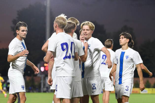 Romania v Finland, U21, U 21 Luka Hyrylainen celebrates during the European Under-21 Championship 2027, Qualifying round game between Romania and Finland at Eugen Popescu stadium in Targoviste, Romania, 30 September 2026. ALEX NICODIM Imago Images Copyright: xAlexxNicodimx