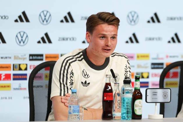Jonas Urbig of Germany at the press conference, GER, German National Team, Post-match press conference, Soccer, UEFA Nations League, 2026–2027 season, September 30, 2026, GER, German National Team, Post-Match Press Conference, Soccer, UEFA Nations League, 2026–2027 Season, September 30, 2026, Munich Copyright: xEibner-Pressefoto JennixMaulx EP_JML