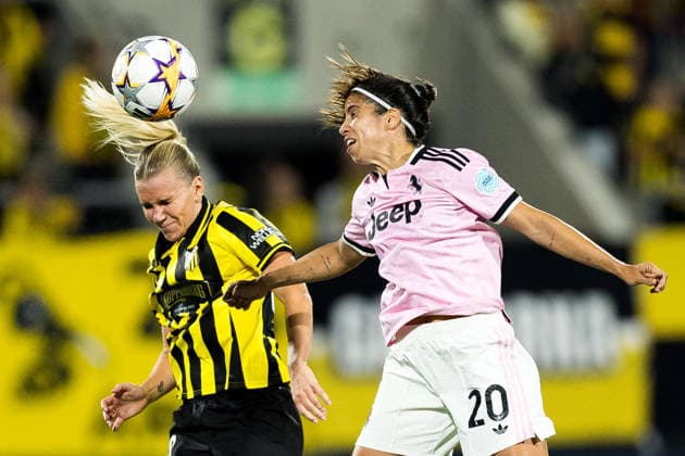 September 30, 2026: Josefine Rybrink of Häcken and Alba Redondo of Juventus during the Women’s Champions League soccer match between Häcken and Juventus on September 30, 2026 in Gothenburg. Photo by Michael Erichsen, BILDBYRAN COP 89 MI1032 soccer football fotball UEFA Women’s Champions League Häcken Juventus women’s BBENG soccer football fotball UEFA Women’s Champions League Häcken Juventus women’s BBENG  Copyright: MICHAELxERICHSEN BB260930MI051