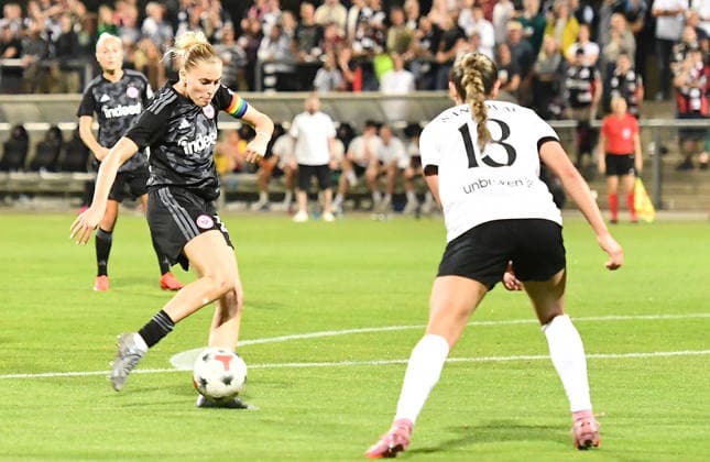 September 30, 2026, xhbx, Soccer, UEFA Women s Europa Cup Qualifiers, Eintracht Frankfurt vs. Fimleikafelag Hafnarfjördur, Goal scored: Laura Freigang scores the 2-1 goal for Eintracht Frankfurt Women s Team, Frankfurt