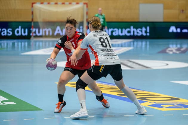 Natsuki Aizawa, Thueringer HC, 23; Karolina Jurenczyk, HSG Blomberg Lippe, 81 GER; Thueringer HC vs. HSG Blomberg Lippe, Handball, DHB Cup, 2026–2027 Season, 2nd round, Wednesday, 7:00 p.m., September 30, 2026 GER, Thueringer HC vs. HSG Blomberg Lippe, Handball, DHB Cup, 2026–2027 season, 2nd round, Wednesday, 7:00 p.m., September 30, 2026, Bad Langensalza Copyright: xMartinxHerbstx