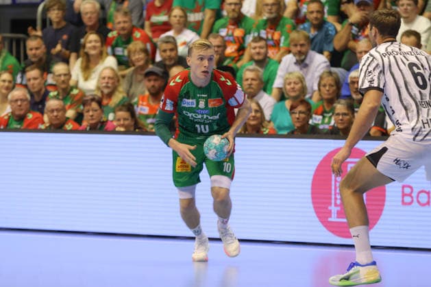 September 30, 2026, xgox, Opel HBL Handball, SC Magdeburg vs. THW Kiel (emspor), from left: Gisli, Thorgeir, Kristjansson (Magdeburg), 10 (Magdeburg)
