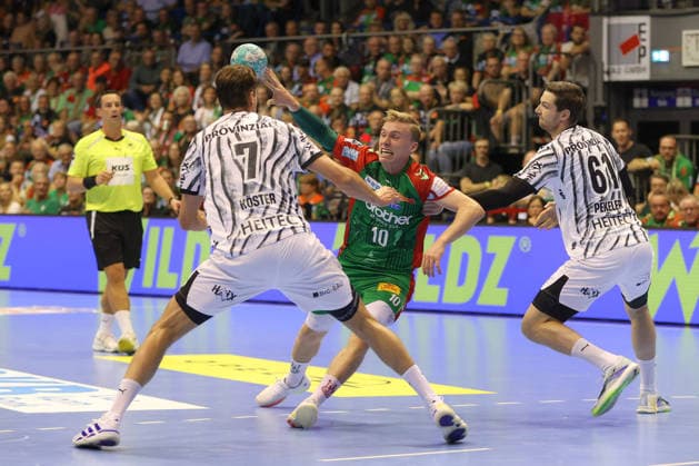 September 30, 2026, xgox, Opel HBL Handball, SC Magdeburg vs. THW Kiel (emspor), from left: Gisli, Thorgeir, Kristjansson (Magdeburg), 10 (Magdeburg)