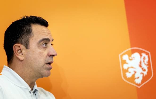 THESSALONIKI - National coach Xavi Hernandez during a press conference, PK, Pressekonferenz ahead of the Nations League match against Greece. KOEN VAN WEEL ANP xVIxANPxSportx xxANPxIVx 570914840 originalFilename: 570914840.jpg