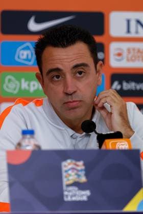 THESSALONIKI - Netherlands Head Coach Xavi Hernandez during the press conference, PK, Pressekonferenz on 30 September 2026 regarding the UEFA Nations League match between Greece and the Netherlands at the Toumba Stadium on 1 October 2026 in Thessaloniki, Greece. MARCEL TER BALS ANP UEFA Nations League 2026 27 xVIxANPxSportx xMarcelxterxBalsxIVx 570915306 originalFilename: 570915306.jpg