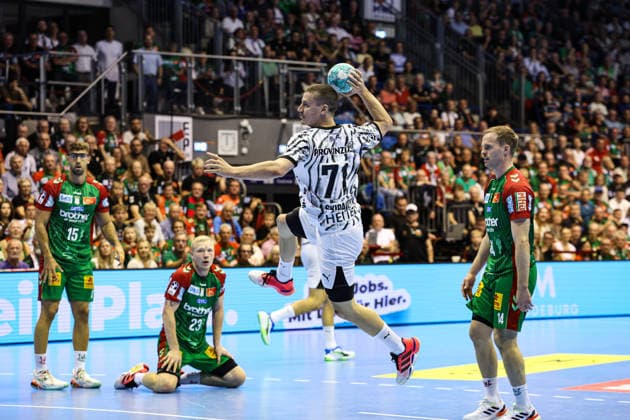 Elias Ellefsen A Skipagotu THW Kiel, 71 Handball Bundesliga Season 2026–2027 SC Magdeburg vs. THW Kiel at the GETEC Arena in Magdeburg Action, Handball, Germany, September 30, 2026