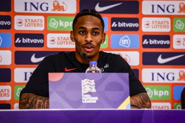 THESSALONIKI , 30-09-2026 , Toumba Stadium , season 2026 2027 , UEFA Nations League football , Picture shows Netherlands player Crysencio Summerville during the press conference, PK, Pressekonferenz md-1 Press conference Netherlands in Thessaloniki x207760072x Copyright: